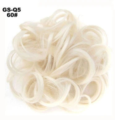 Synthetic wavy curly messy hair bun for women, 12cm diameter, high-temperature wire