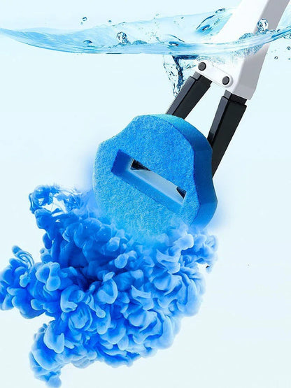 Disposable toilet brush with long handle and sponge-like head for hygienic cleaning