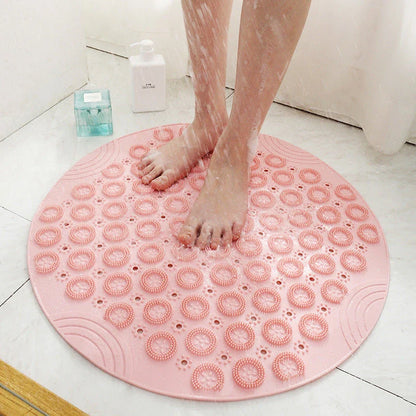 Textured Surface Round Shower Mat with Massage Texture, Non-Slip Suction Cups, and Drainage Holes for Kiwi Bathrooms