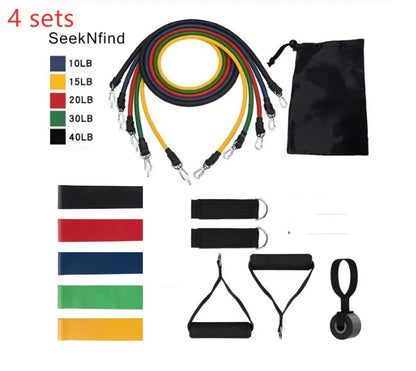 Pull Rope Elastic Rope Strength Training Set with multiple resistance bands and accessories