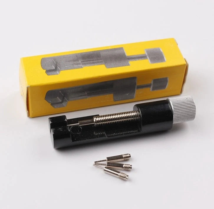 Metal watch strap adjustment tool with thimbles for easy at-home strap fitting