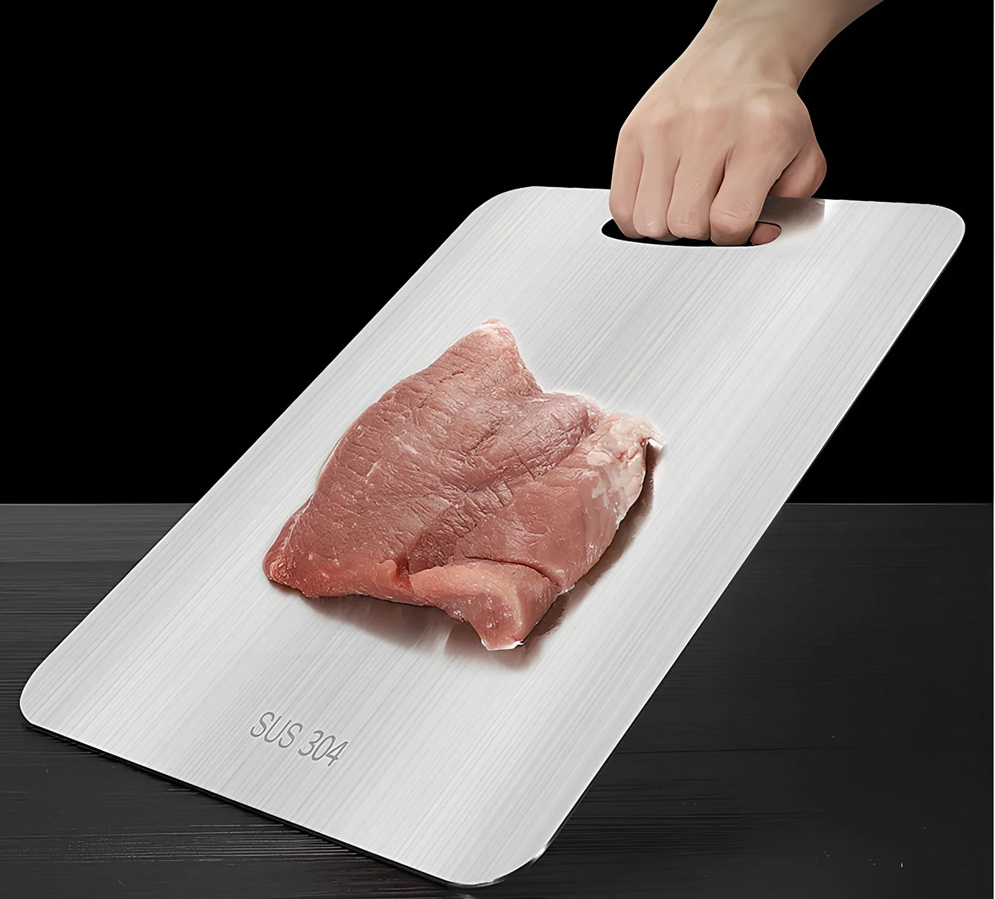 304 stainless steel cutting board, 30x46cm size with 2mm thickness, smooth hygienic surface for kitchen use