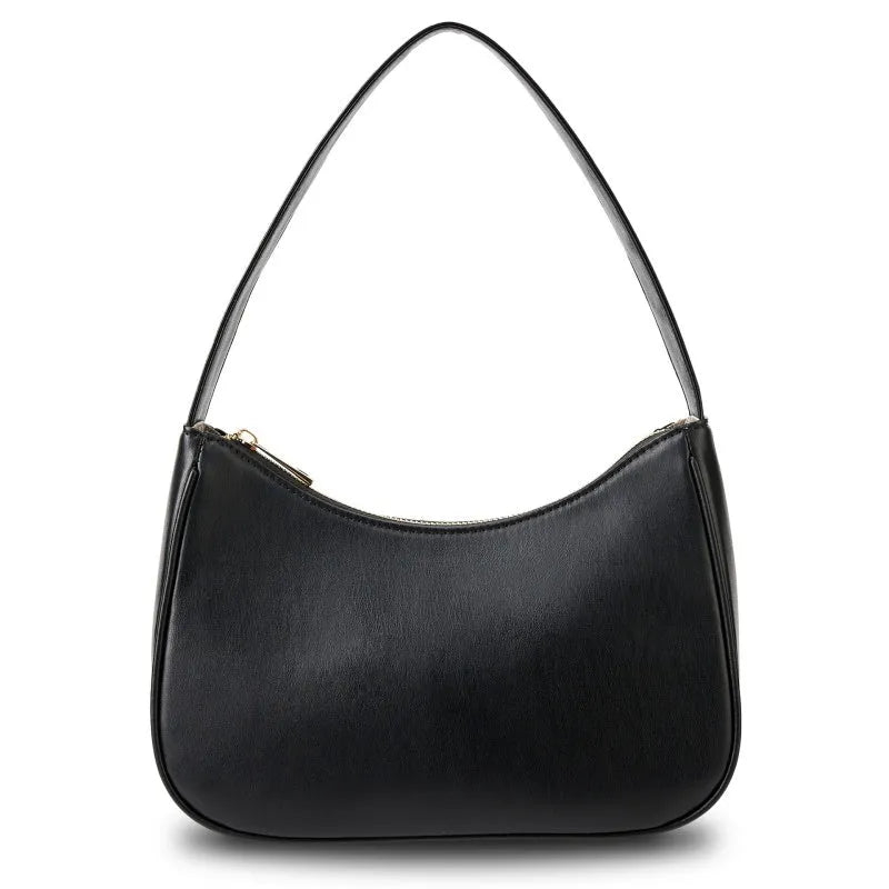Simple retro waterproof PU shoulder bag shown in apricot colour with shoulder strap