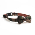 Adjustable bowknot traction collar for dogs made from cotton and PU leather in lattice pattern