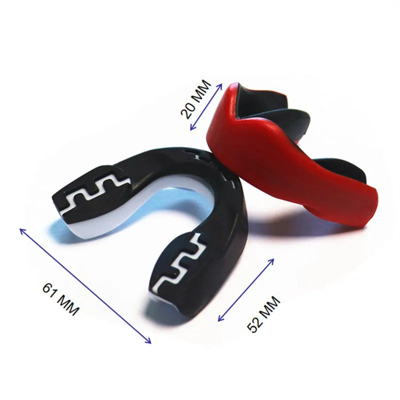 Adult boxing sports mouthguard with printed teeth pattern in black and white colour