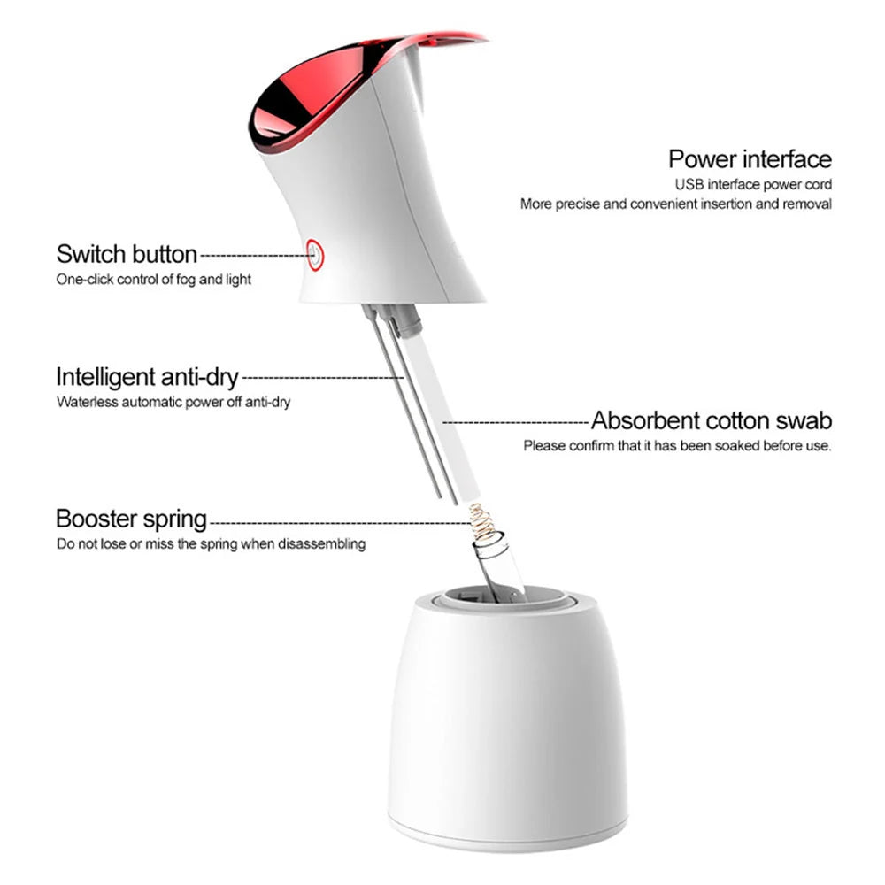 Three-in-one Purple Light Disinfection Lamp Humidifier in blue, pink, and red options