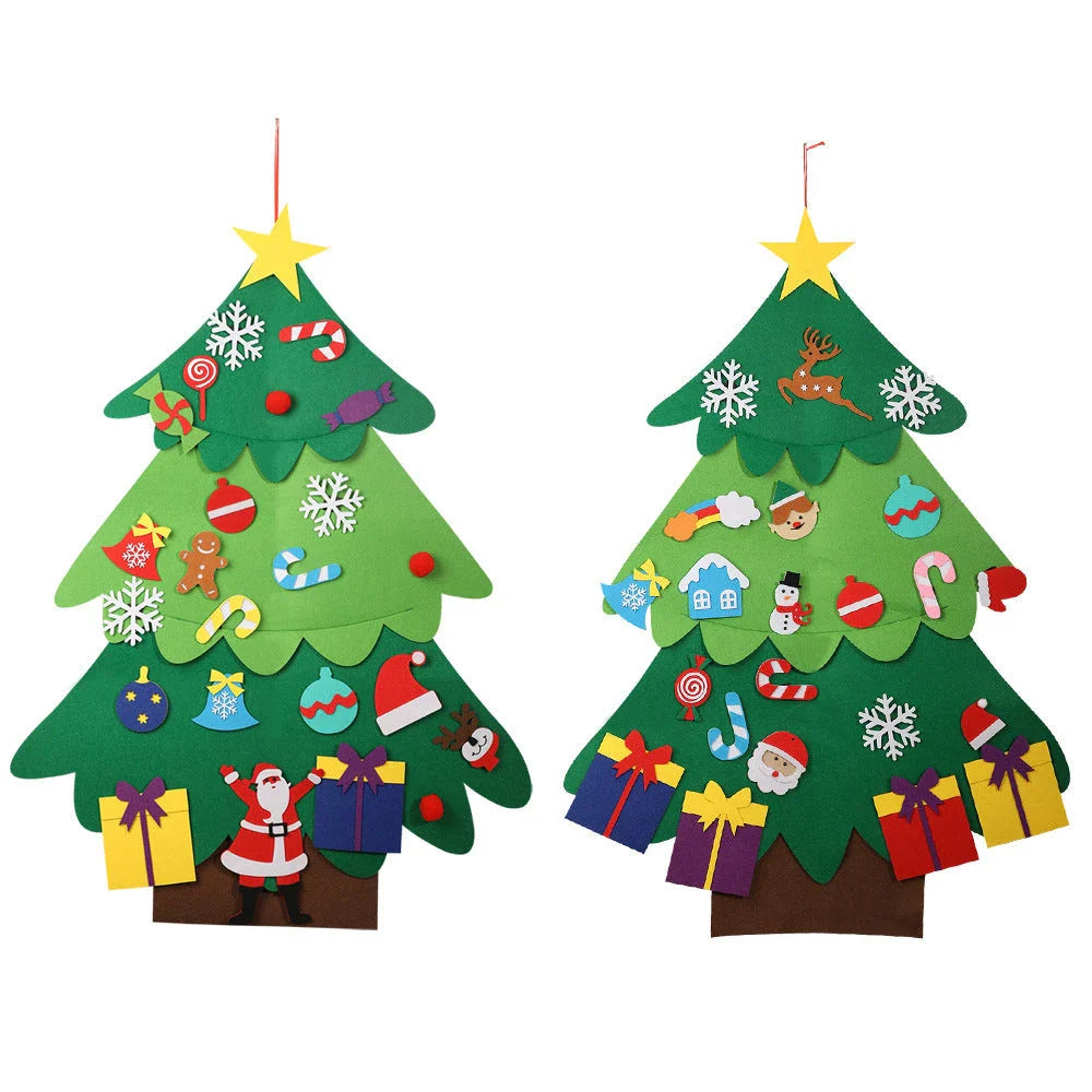 DIY Felt Christmas Tree Window Decoration Pendant for kids, green, 115x80cm
