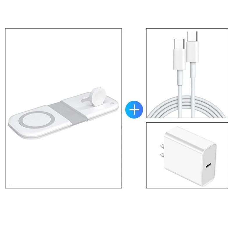 Three-in-one Wireless Charger with Magsafe Dual Magnetic Suction for Apple Devices