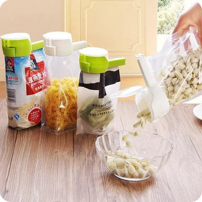 Versatile food clips in a range of colours, featuring airtight sealing and a convenient pour spout