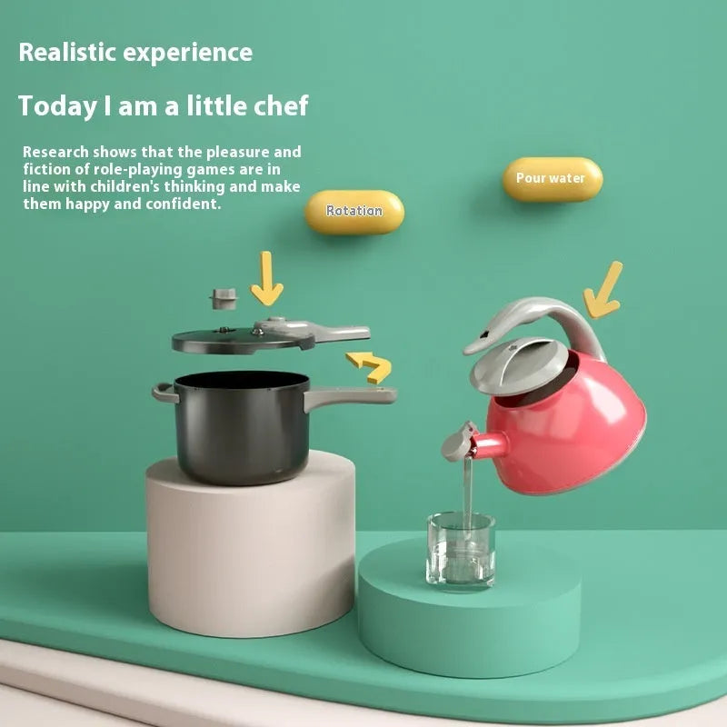 Children's plastic kitchen toy set with simulated rice cooker in green, 32 pieces for ages 4-6