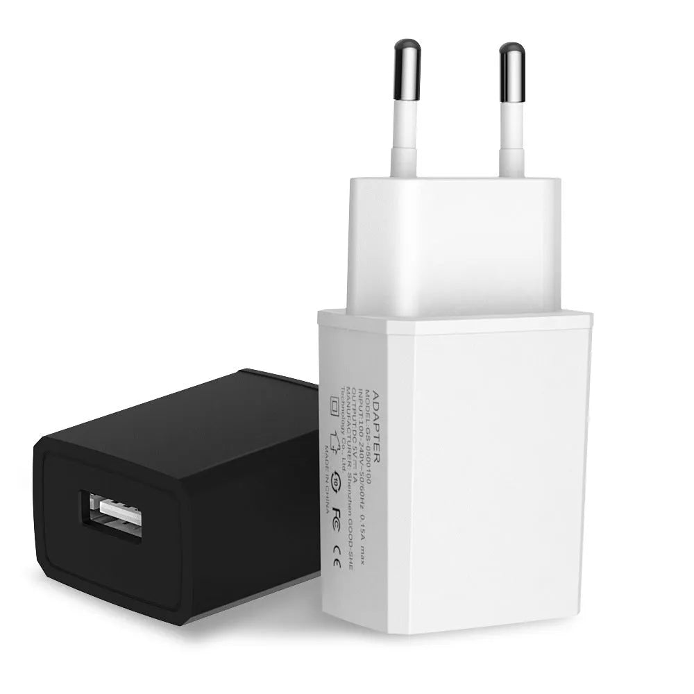 White household 5V 1000mA European standard USB charger with direct charge output