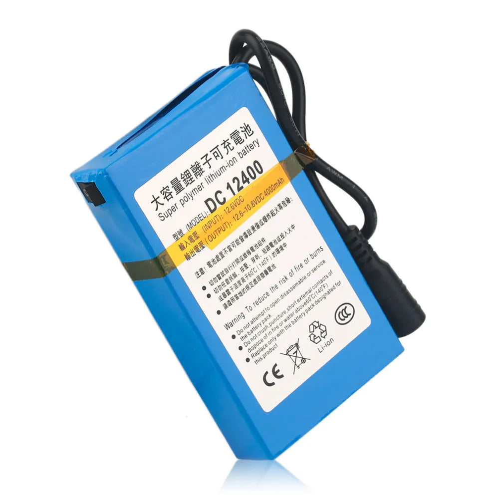 Blue rechargeable lithium battery 4000mAh Li-ion with compact rectangular shape on white background