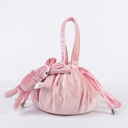 Cartoon Rabbit Ears Velvet Cosmetic Bag with self-adhesive closure in various colours