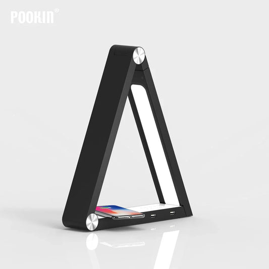 Adjustable LED desk lamp with wireless charging in white and black options