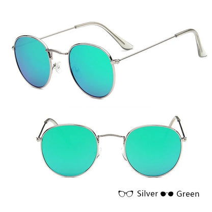 Women's retro sunglasses with metal frame and round design in various colours