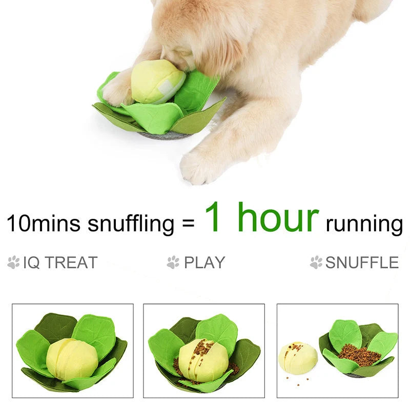 Green felt cloth cabbage sniffing toy for dogs, 32*32cm