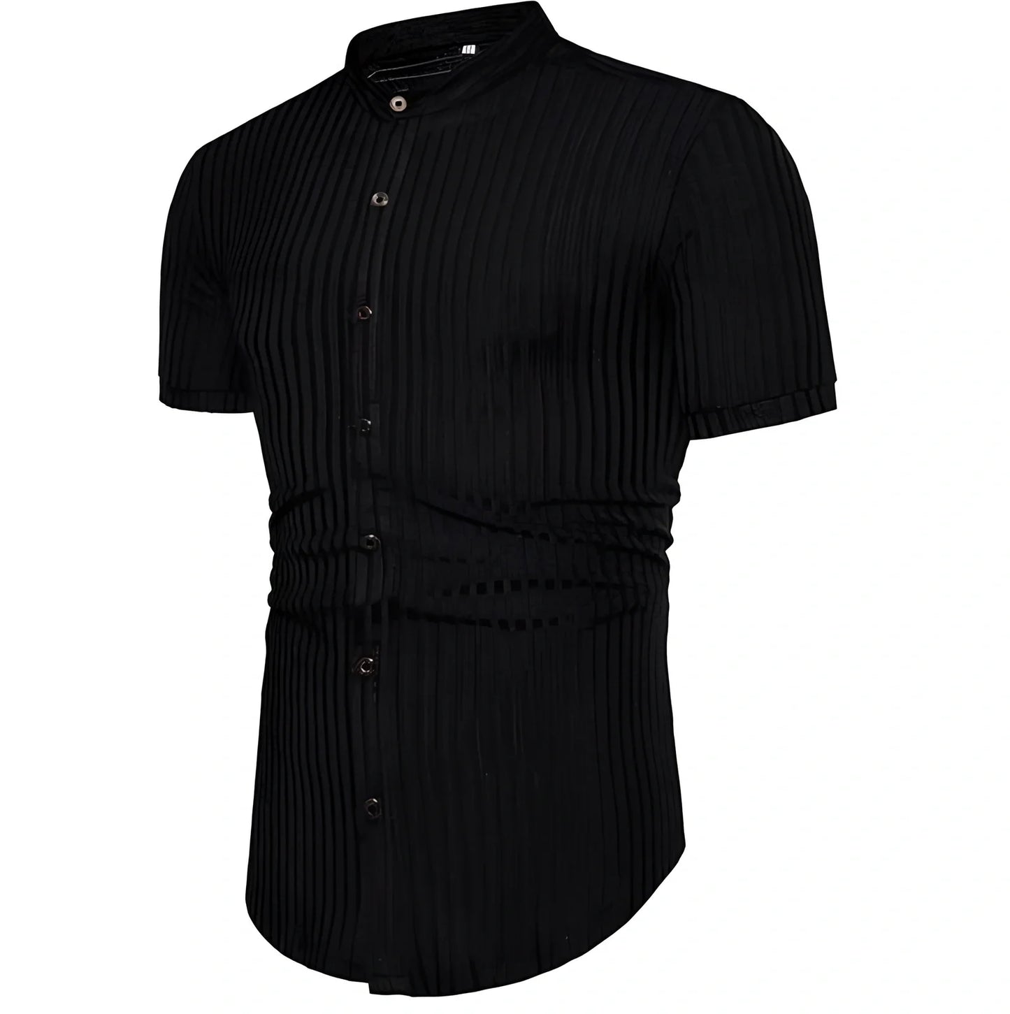 Casual short sleeve shirt in black, brown or gray, sizes L to 3XL with 20cm sleeves and 50-65cm chest fit
