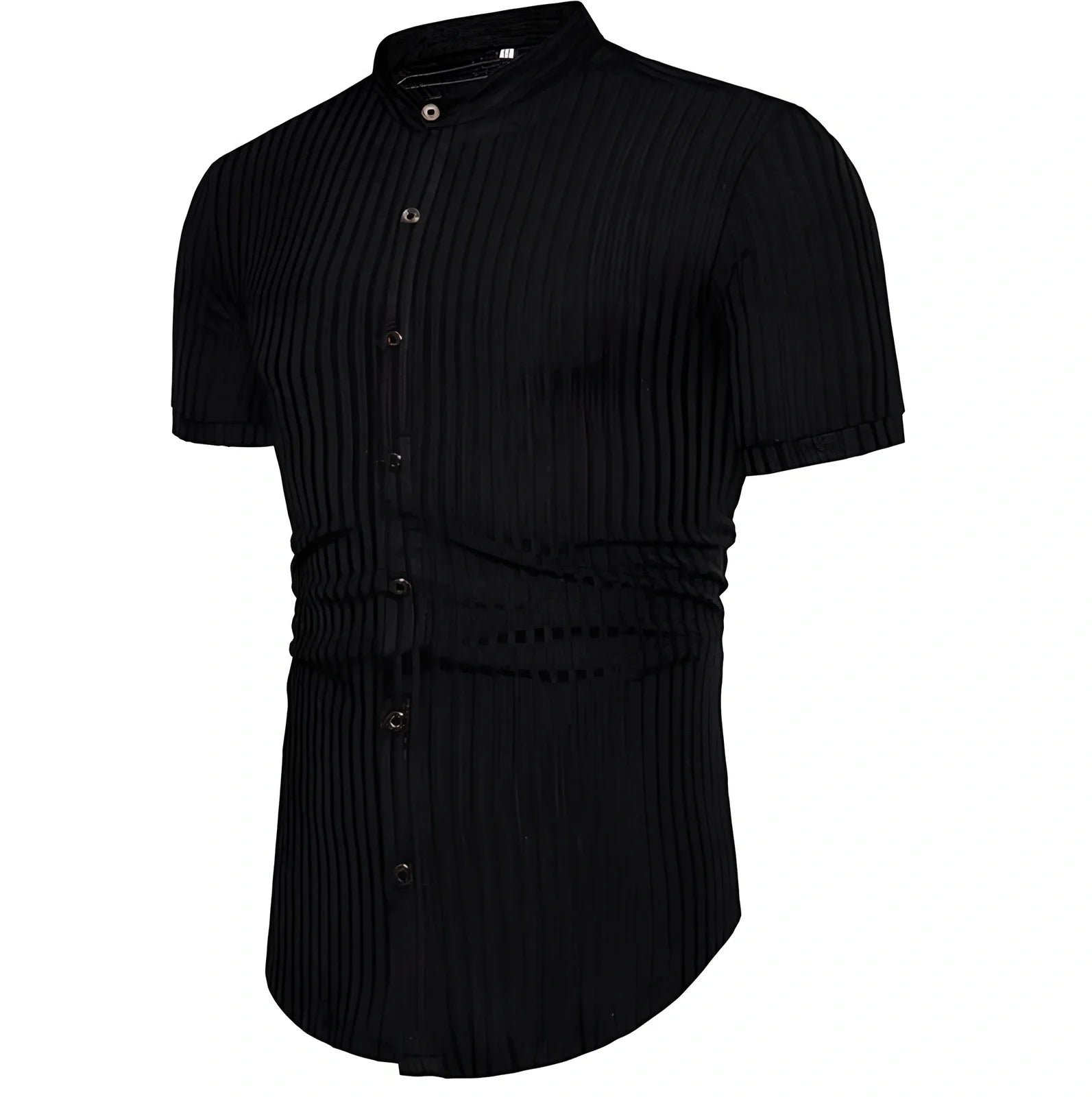 Casual short sleeve shirt in black, brown or gray, sizes L to 3XL with 20cm sleeves and 50-65cm chest fit