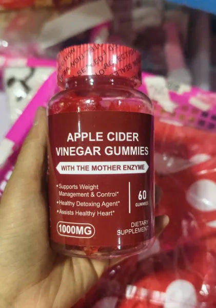 Bottle of 60 apple cider vinegar soft candy gummies for adults