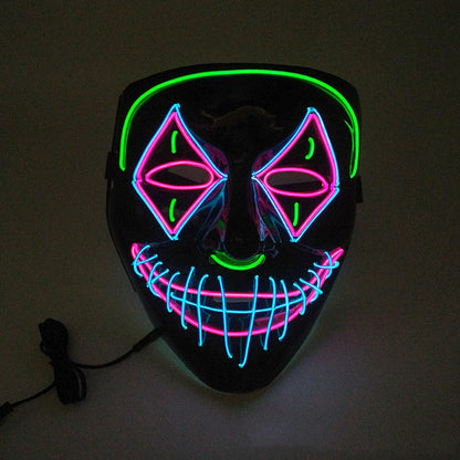 Halloween LED Glowing Mask in pink and green with EL cold light technology