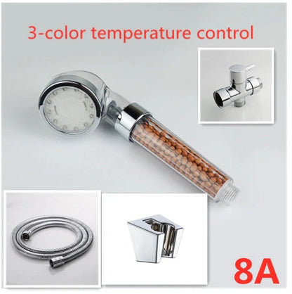 Colour-changing LED shower head with temperature sensor and high-pressure design