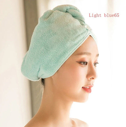 Absorbent microfiber hair turban in various vibrant colours, designed for fast and convenient drying