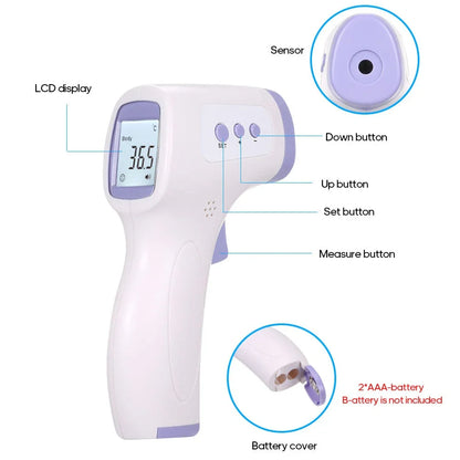 Non-contact infrared thermometer gun with backlit display for accurate temperature measurement