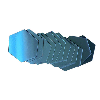 Stylish Hexagonal Mirror Wall Art in Silver, Gold, and Blue Tones for Modern Kiwi Decor