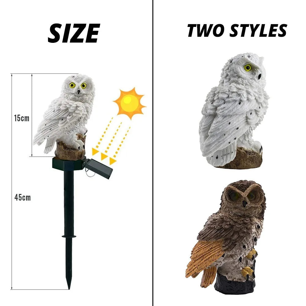 Solar owl garden light outdoor LED lawn lamp waterproof 45cm brown white