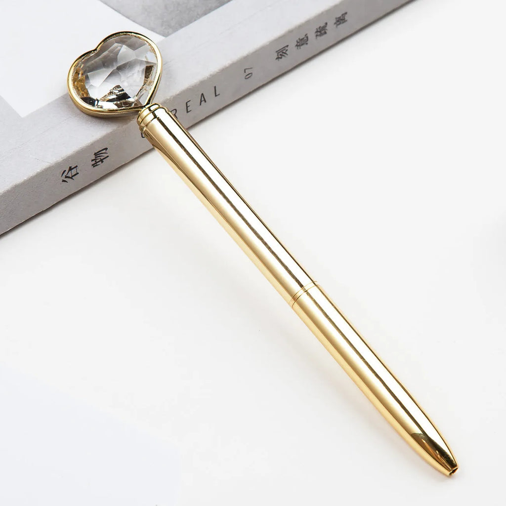 Creative crystal love ball diamond metal pen in golden, rose gold and silver colours