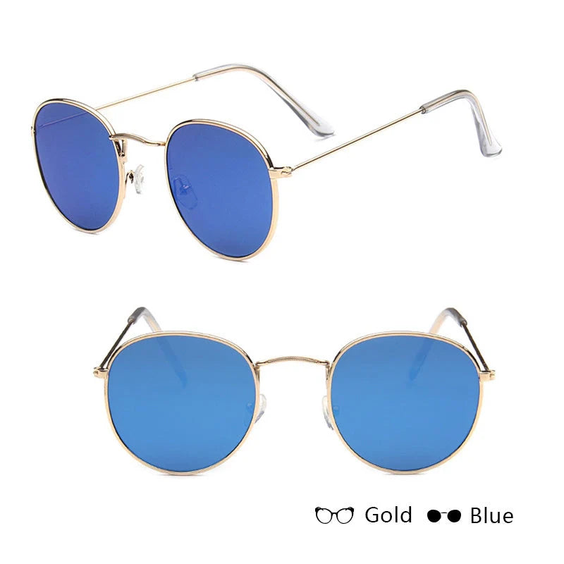 Women's retro sunglasses with metal frame and round design in various colours