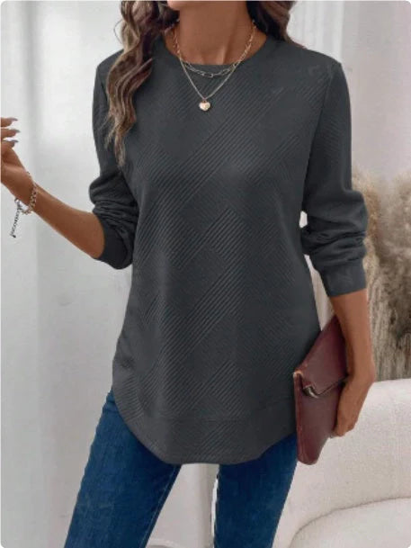 Women's Casual Long Sleeve Crew Neck Shirt in various colors