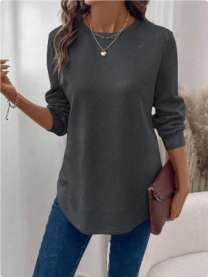 Women's Casual Long Sleeve Crew Neck Shirt in various colors