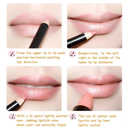 12-piece set of colourful waterproof lip liner pencils for professional makeup, including shades for lips, brows, and eyes