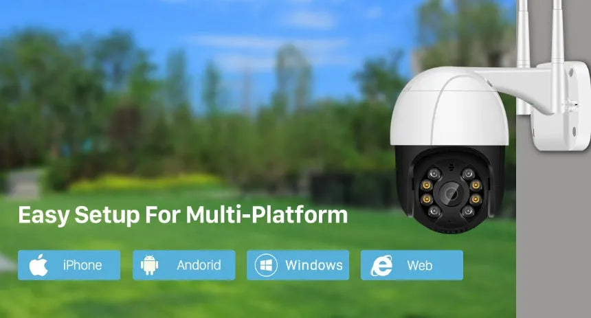 PTZ WiFi surveillance camera with dual antennas, 270° rotation, and night vision for indoor and outdoor use