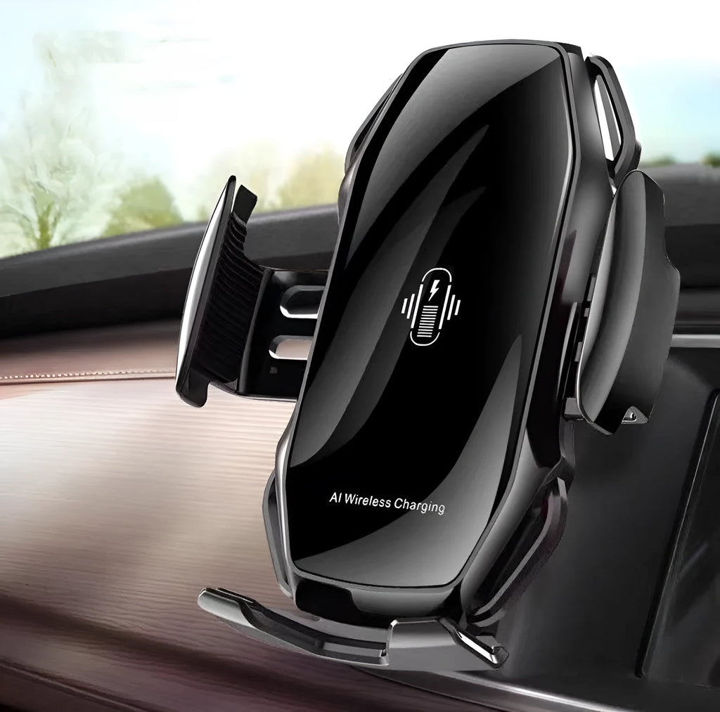 Navigation mobile phone holder for cars with USB charging port in black, blue, gold, and red colour options.
