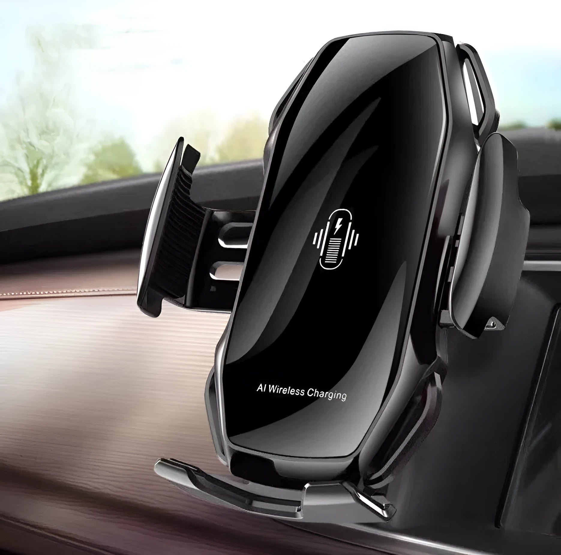 Navigation mobile phone holder for cars with USB charging port in black, blue, gold, and red colour options.
