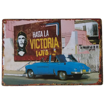 Retro tin painting metal crafts with car and motorcycle patterns in vibrant colours