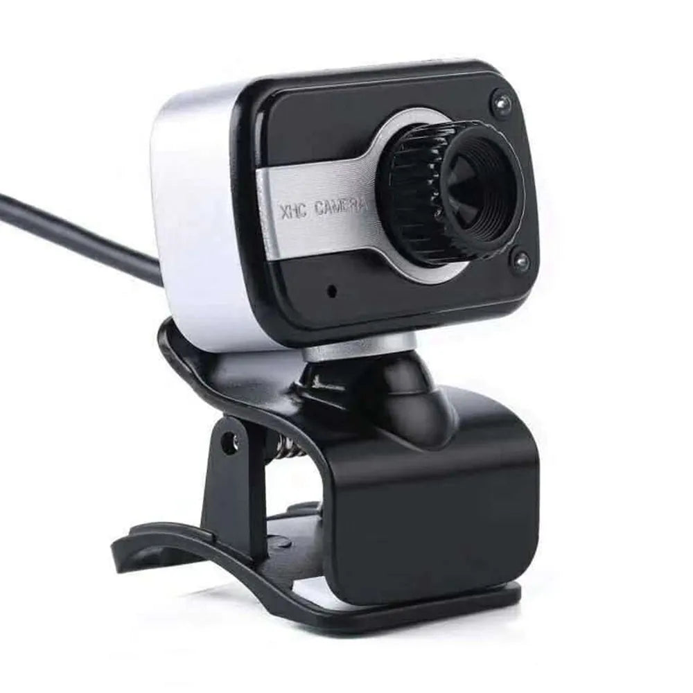 Mini USB webcam with rotating base in blue, red or white colours for PC video calling.