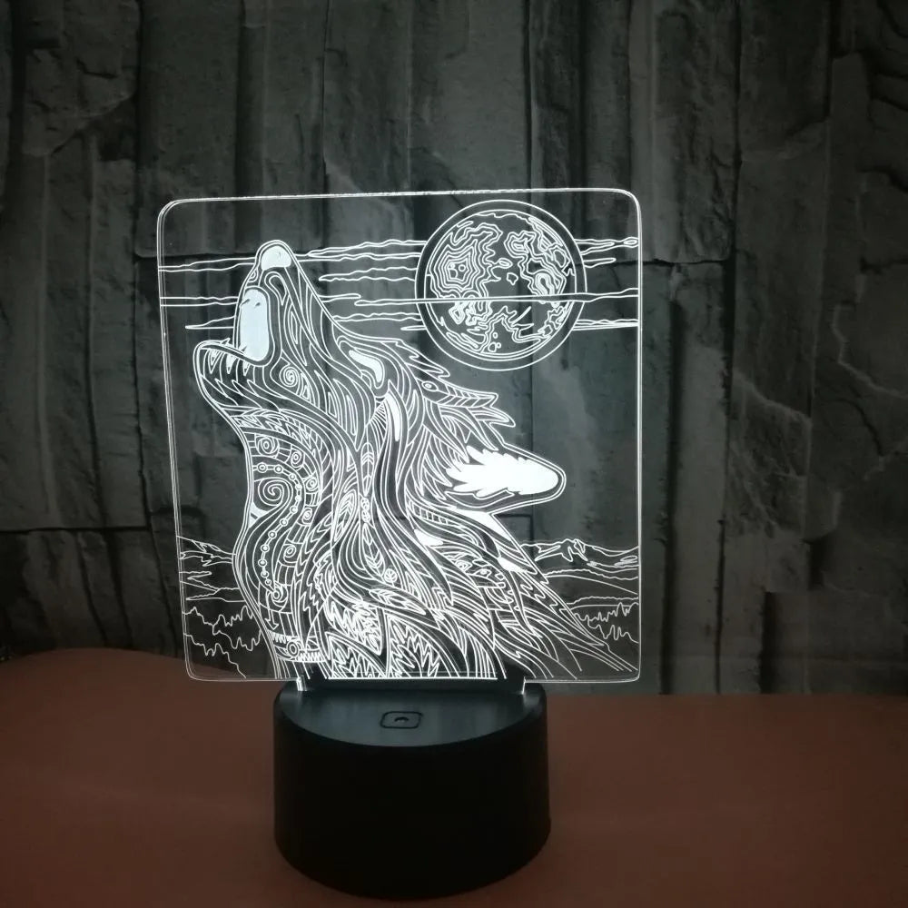 White base LED desk lamp with clear acrylic panel showing multi-colour gradient lighting.