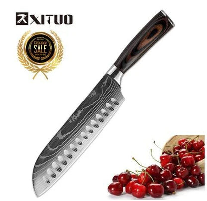 Premium stainless steel kitchen knife set with razor-sharp blades and ergonomic handles for precise cutting and slicing