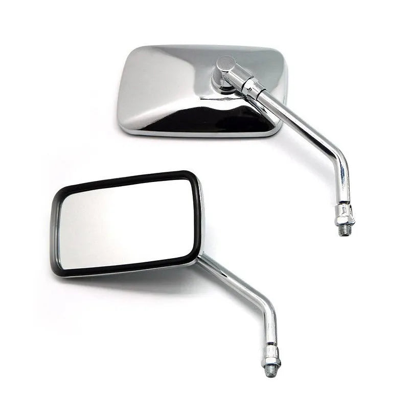Silver all-metal motorcycle convex rearview mirror with electroplated finish