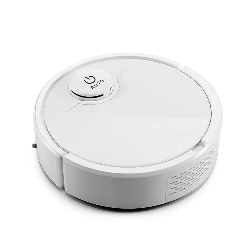 Automatic floor sweeping robot with circular ABS plastic body, 28cm diameter.