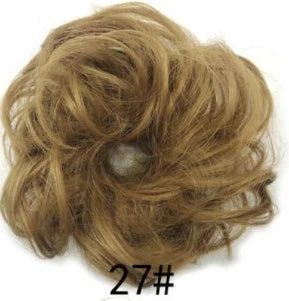 Synthetic wavy curly messy hair bun for women, 12cm diameter, high-temperature wire