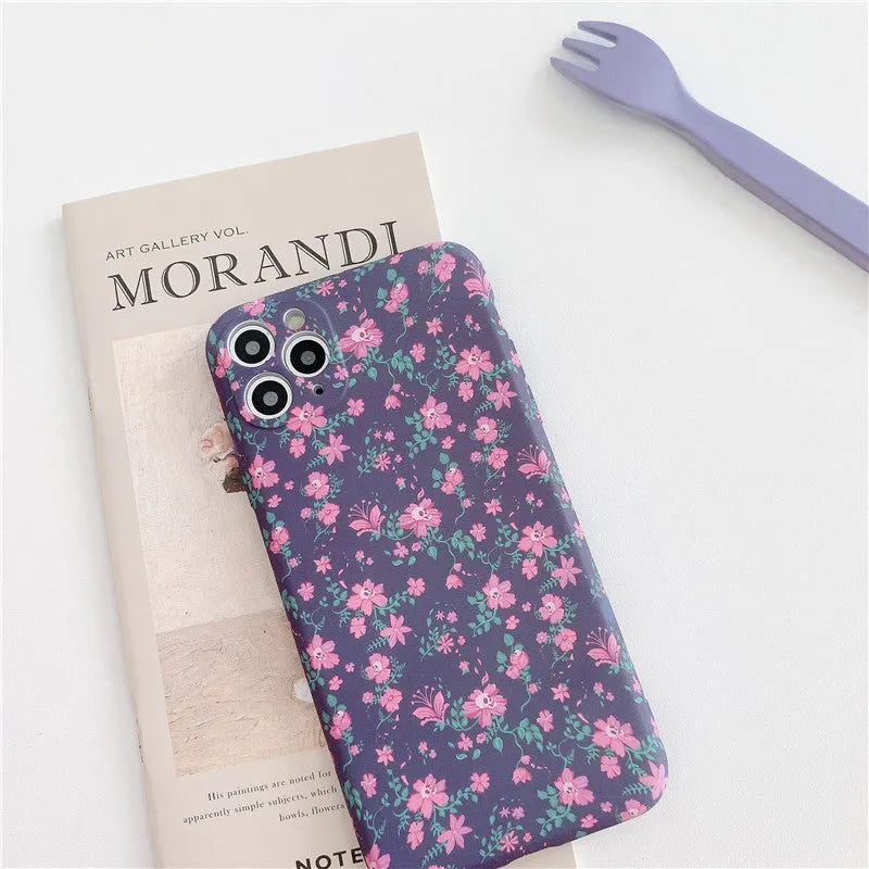 TPU back cover phone case with broken flower pattern for iPhone in navy blue