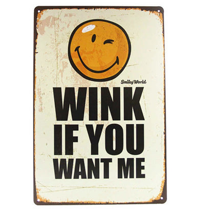 Modern iron metal craft painting with character slogan for home decor