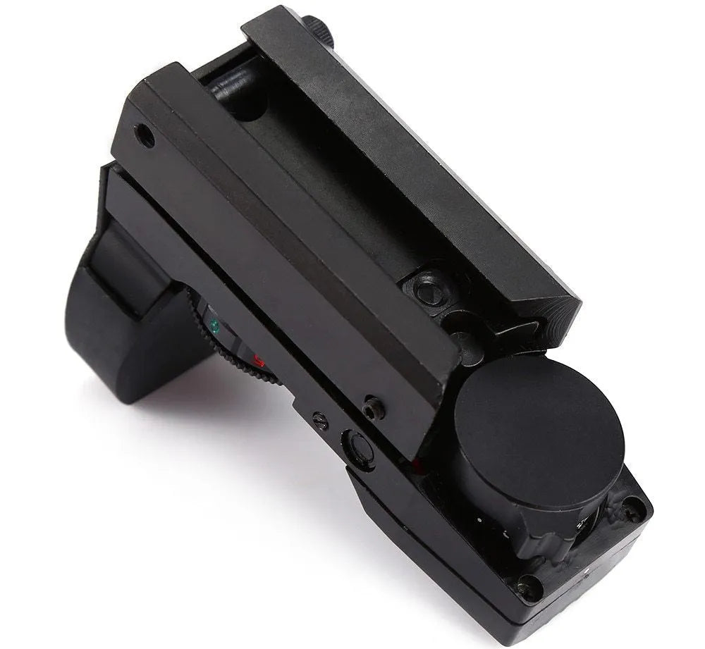 Black aluminium alloy reflex holographic sight with 22x33mm SLR lens and 4 reticles on 20mm rail mount