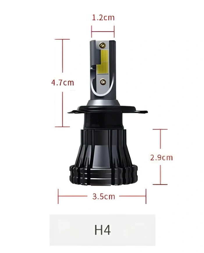 9005 HB3 LED automotive headlight with aluminium housing and heat dissipation fins