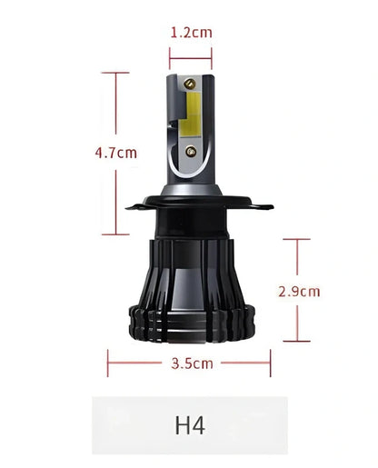 9005 HB3 LED automotive headlight with aluminium housing and heat dissipation fins