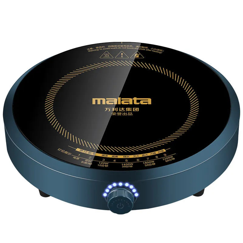 Induction cooker with circular 270mm heating area and knob control interface